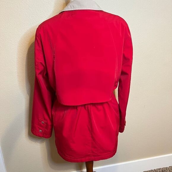 Liz Claiborne coat jacket red water resistant lined pockets zipper buttons Sz M - Picture 2 of 11